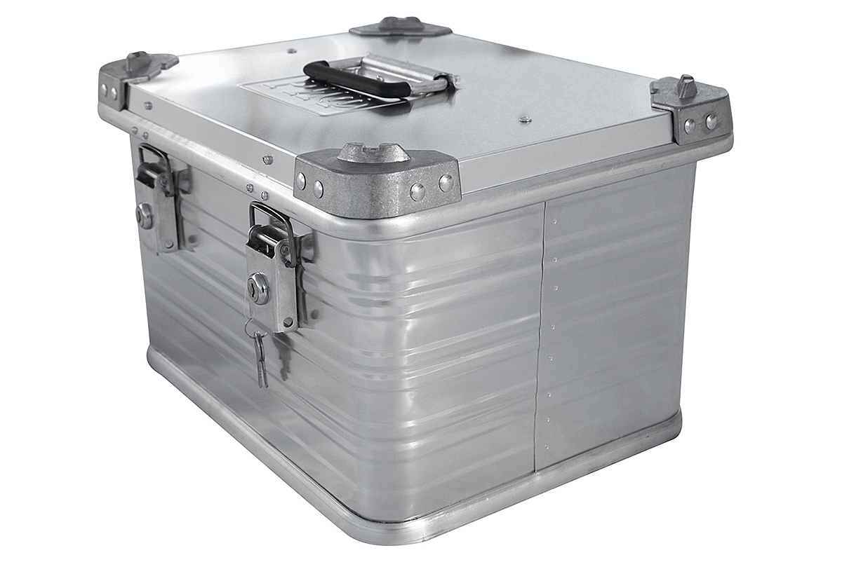 Ящик алюминиевый РИФ усиленный с замком 432х335х277 мм (ДхШхВ)