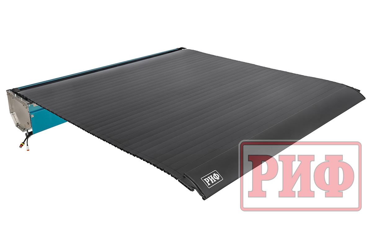 Крышка кузова РИФ для JAC T9, роллета раздвижная с электроприводом 1580х1620 мм, алюминиевая, черная