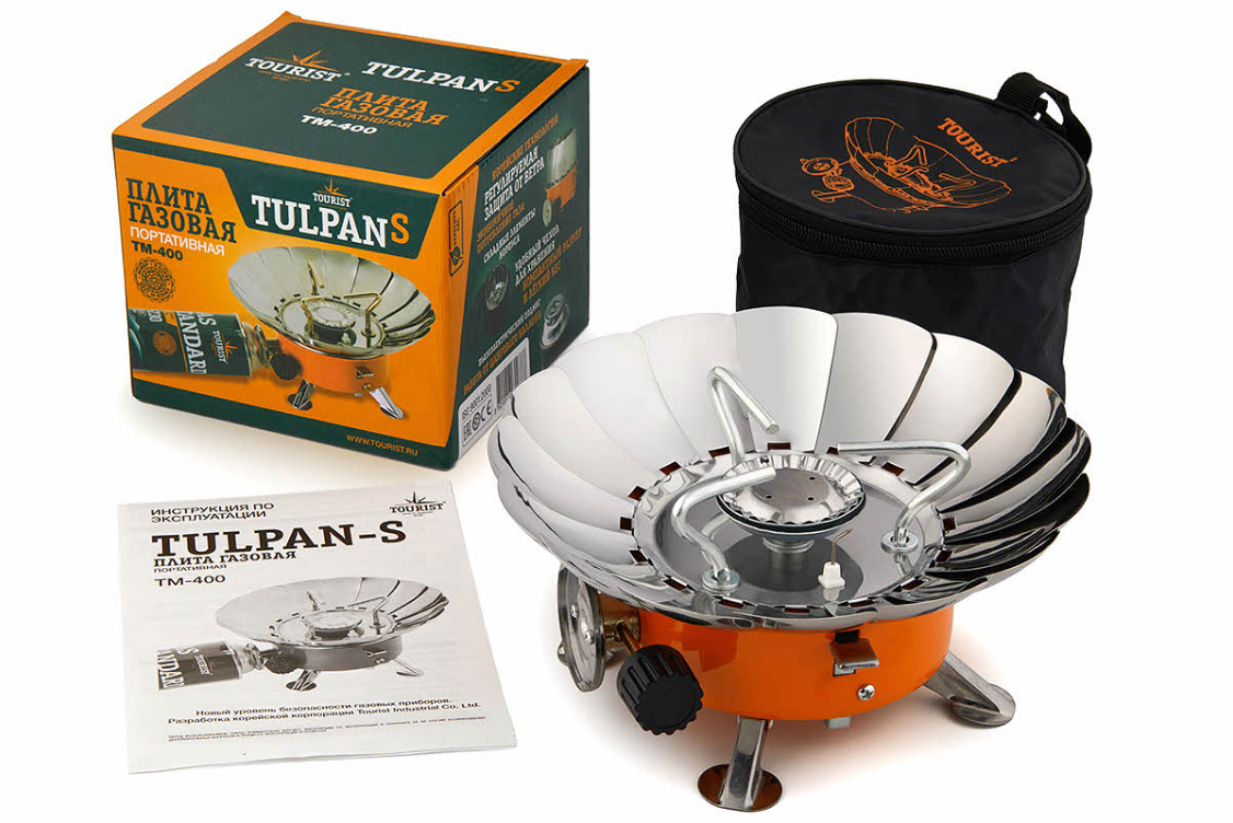 Плита газовая мини в сумке с ветрозащитой TOURIST TULPAN-S