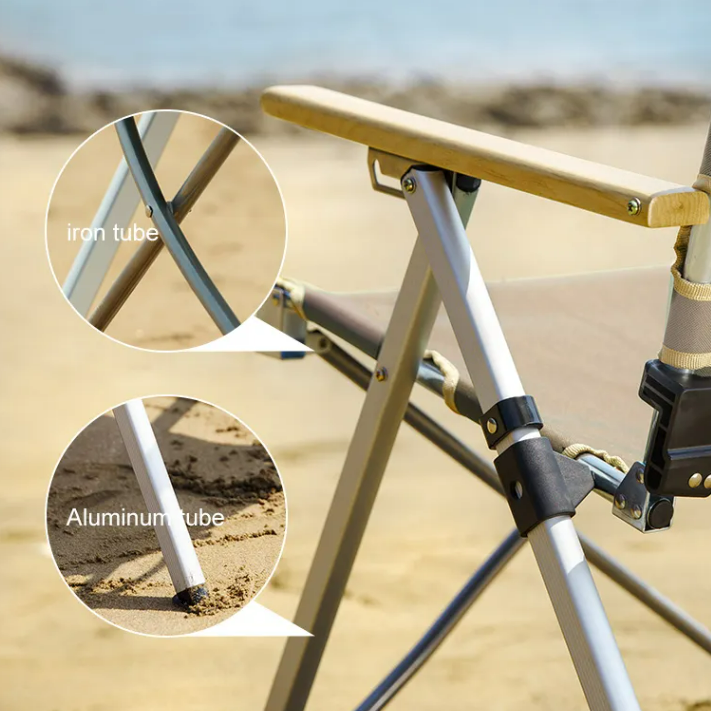 Кресло туристическое Naturehike складное, регулируемое, хаки, до 140 кг