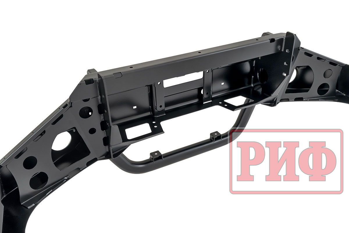 Бампер РИФ силовой передний Toyota Land Cruiser Prado 120 c доп. фарами, центральной дугой, защитой бачка омывателя