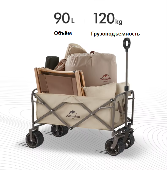 Тележка туристическая Naturehike Light 106х50х89 см, 90 л, коричневая