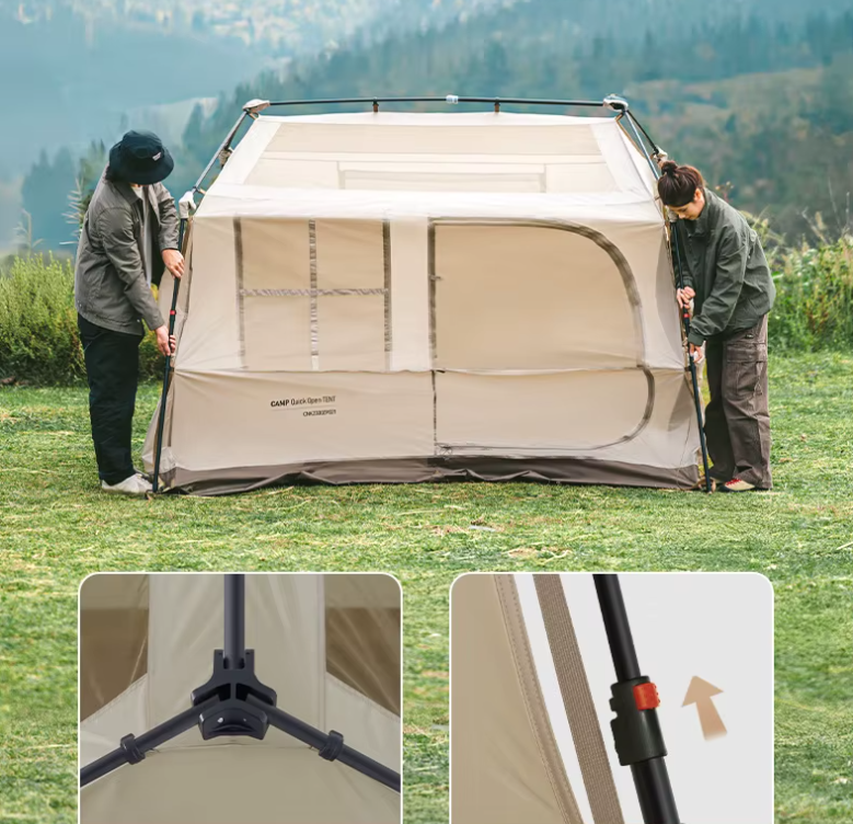 Палатка Naturehike Village 6.0 II поколения 4-местная, быстросборная, с верандой, коричневая