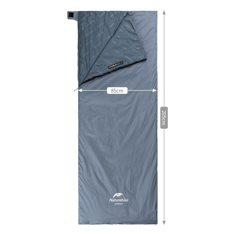 Мешок спальный Naturehike LW180, 205х85 см, (ТК: +15C), серо-голубой