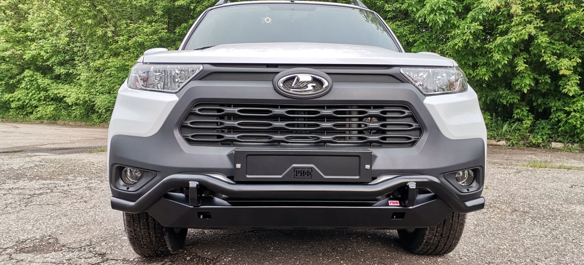 Бампер РИФ силовой передний/защита штатного бампера Lada Niva Travel с защитой радиатора