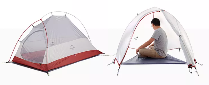 Палатка Naturehike Cloud Up Si 1-местная, алюминиевый каркас, сверхлегкая, серо-красная