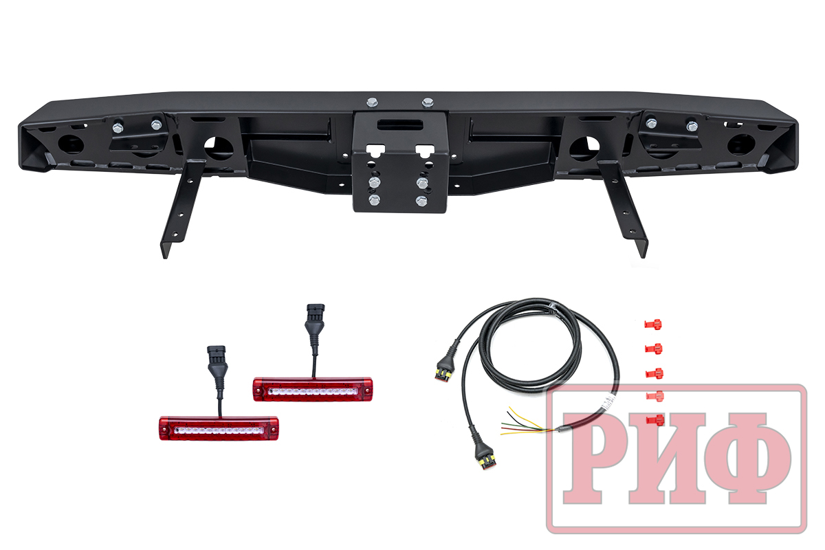 Бампер РИФ задний для УАЗ Хантер с площадкой под лебедку и фонарями (лифт)