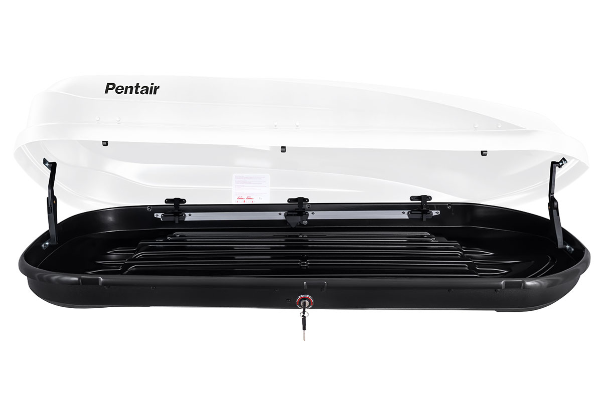 Бокс автомобильный на крышу Pentair COBRA 390L белый глянец, двусторонний