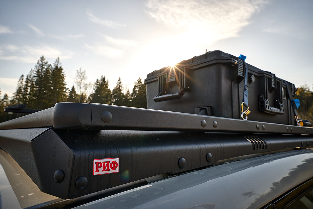 Багажник экспедиционный (платформа) алюминиевый РИФ 1150x2080 мм для Mitsubishi Pajero IV (с крепежом)