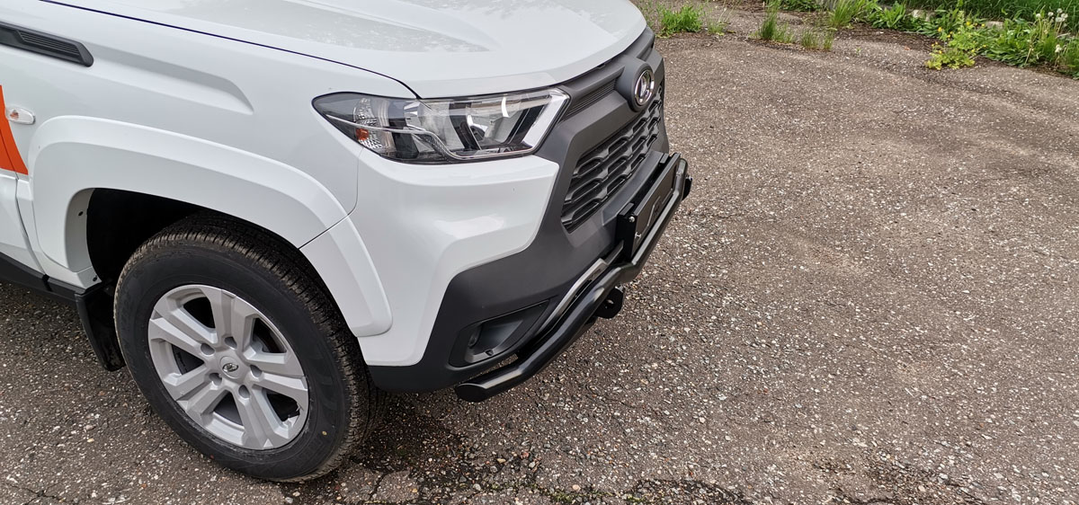 Бампер РИФ силовой передний/защита штатного бампера Lada Niva Travel с защитой радиатора