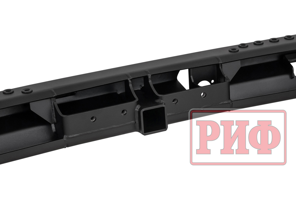 Бампер РИФ силовой задний Toyota Land Cruiser 200 2007-2015 c квадратом под фаркоп и калиткой, стандарт