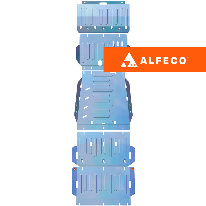 Защиты картера двигателя, радиатора, переднего дифференциала, КПП, РК (5 частей) для автомобиля MMC L200 шестого поколения (2023 - ) алюминий 4 мм