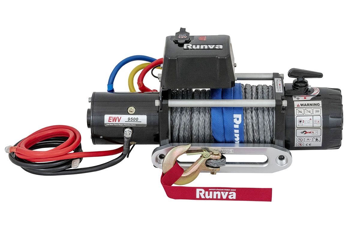 Лебёдка автомобильная электрическая 12V Runva EWV9500SSR 4350 кг (синтетический трос)