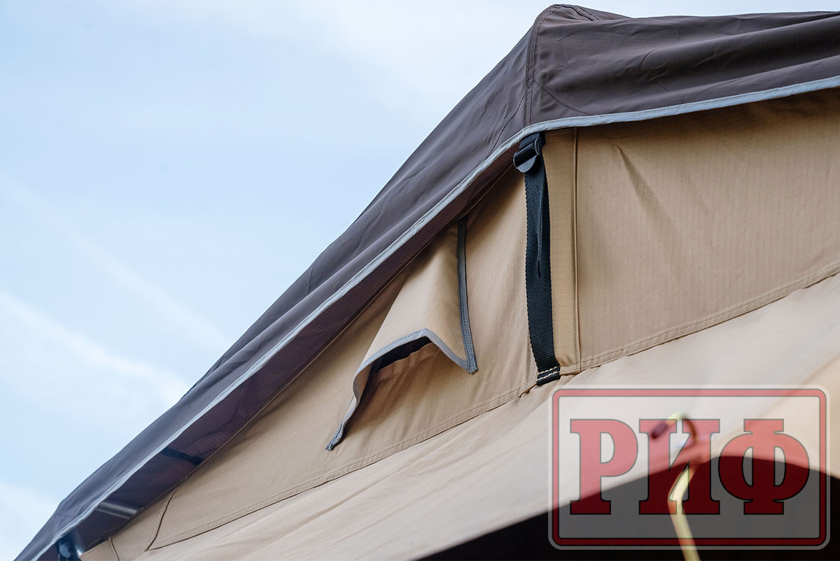 Палатка на крышу автомобиля РИФ Soft RT01-140W, тент песочный, корпус черный, 240х140х130 см