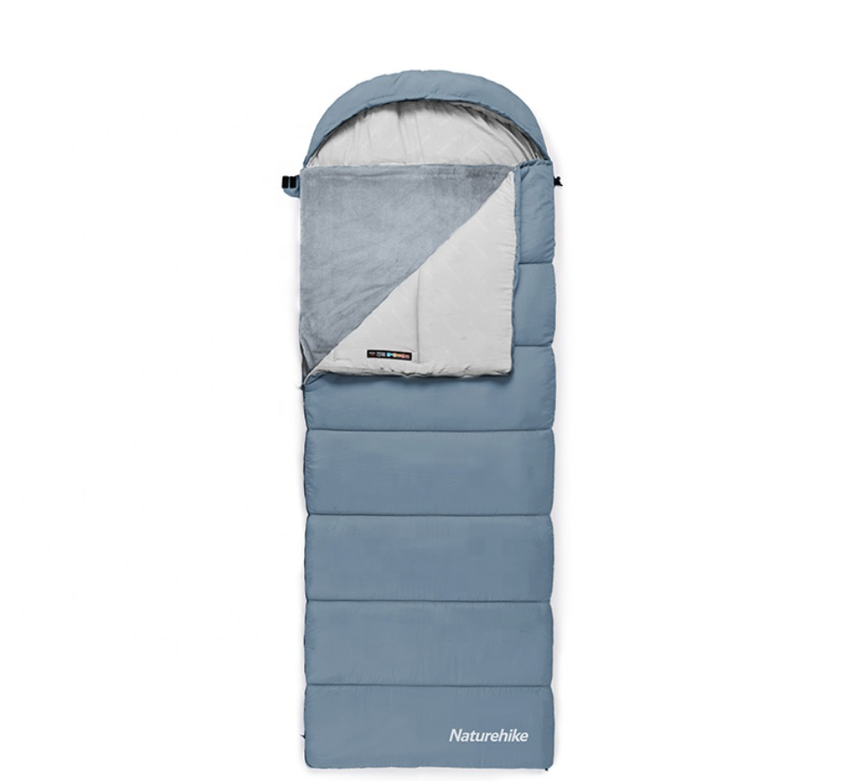 Мешок спальный Naturehike Envelope M400 с подогревом, (190+30)х80 см,(правый)(ТК: -1C), серо-голубой