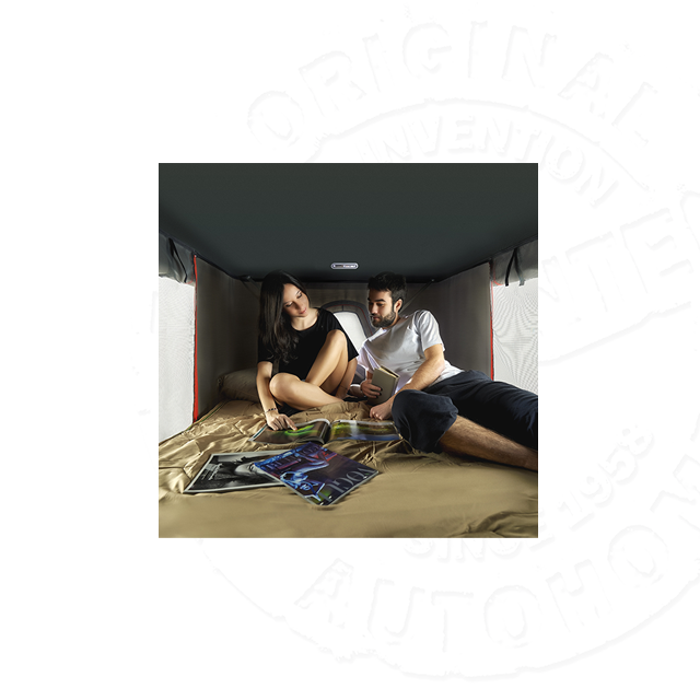 Палатка на крышу автомобиля AUTOHOME MAGGIOLINA AIRLANDER PLUS SMALL GRAY X-LONG, серый тент, лестница 215 мм