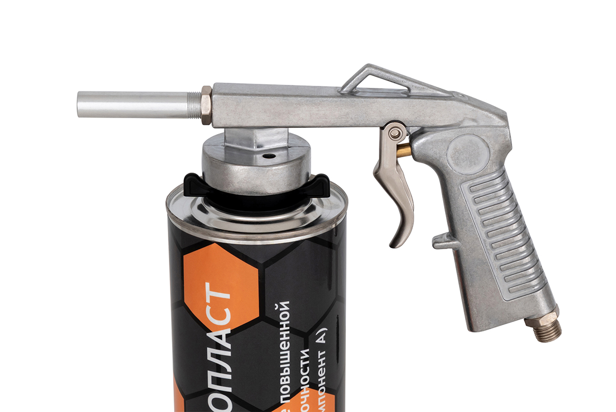 Покрытие защитное повышенной прочноcти колеруемое ПРОТОПЛАСТ, с отвердителем 6 л и пистолетом, (аналог RAPTOR U-POL)