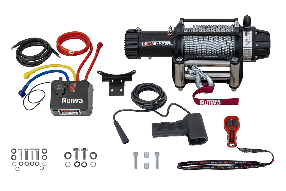 Лебёдка автомобильная электрическая 12V Runva EWB13500MAXS 6136 кг MAX влагозащищенная, стальной трос