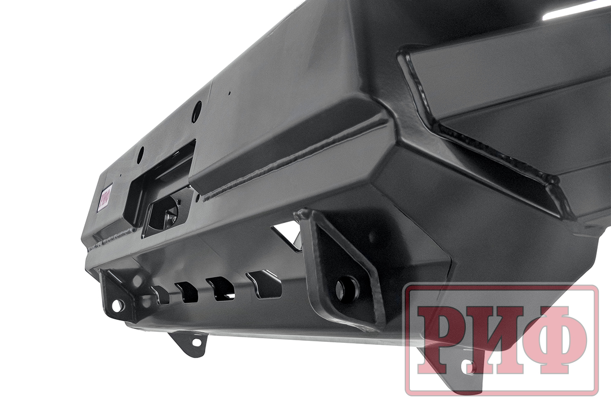 Бампер РИФ силовой передний Mitsubishi Pajero Sport 2015-2020 с доп. фарами (арт. B0205) и защитой бачка омывателя