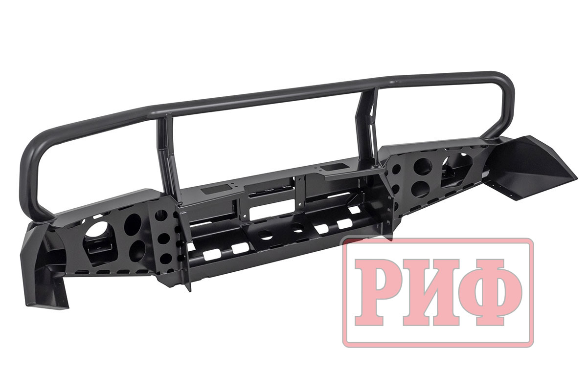 Бампер РИФ силовой передний Toyota Land Cruiser 200 2007-2015 c доп. фарами, защитной дугой и защитой бачка омывателя