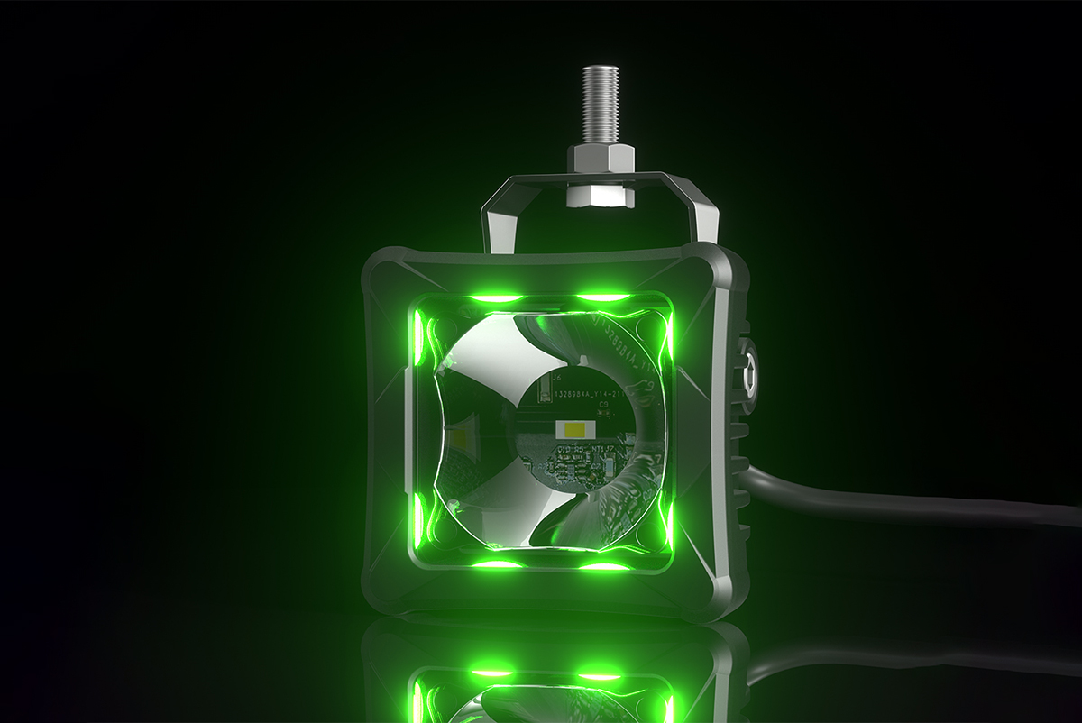 Светодиодная фара дальнего света AURORA 76x76 мм 30W с RGB подсветкой