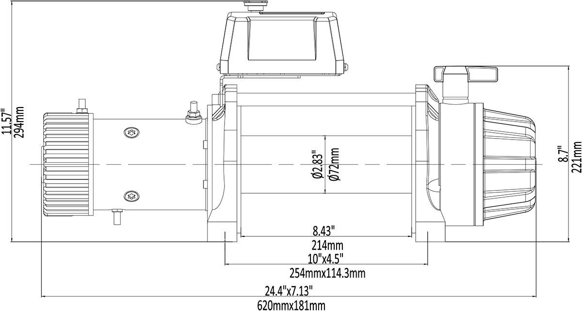 Лебёдка автомобильная электрическая 12V Runva EWB9500MAXSSR 4350 кг MAX влагозащищенная, синтетический трос