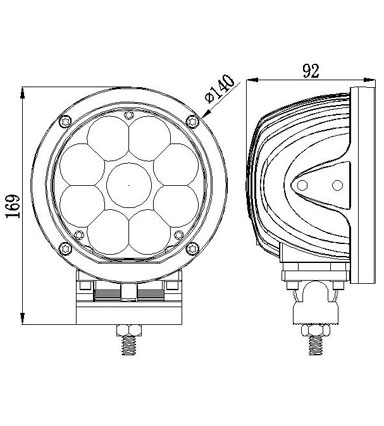 Светодиодная фара дальнего света РИФ 140 мм 45W LED