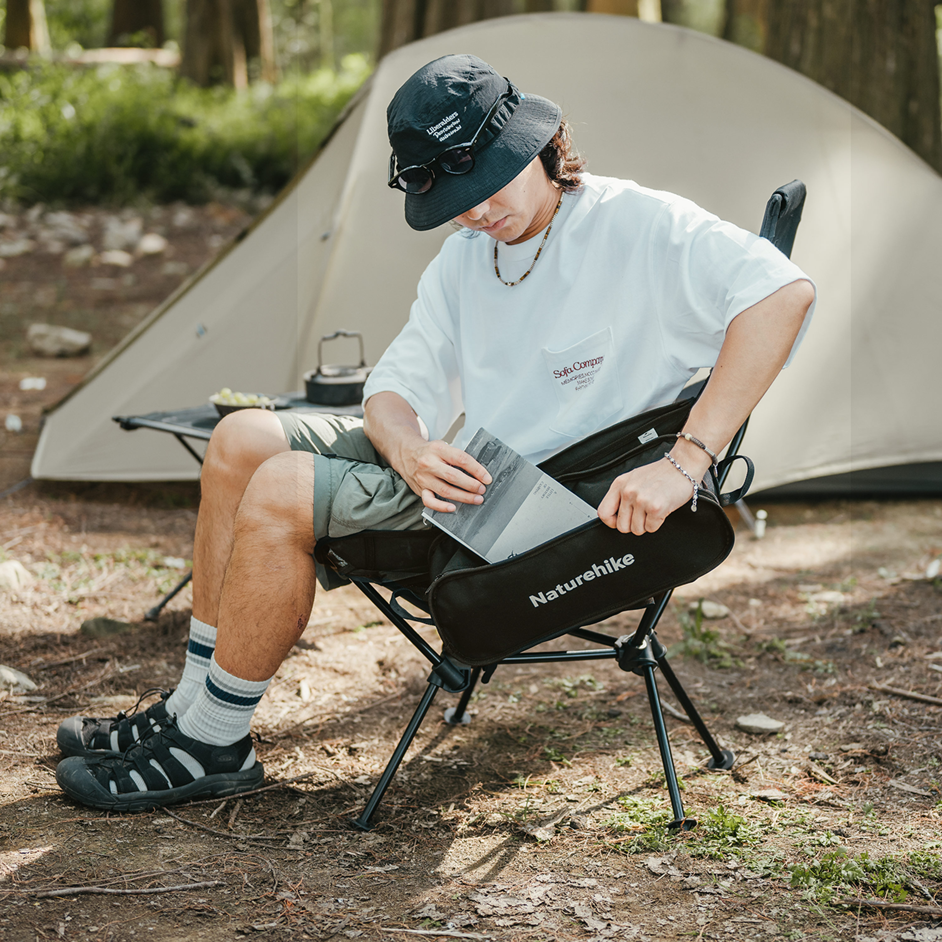 Кресло туристическое Naturehike Clamshell Sea Moon 002 складное, 75х60х91 см, до 120 кг, черное