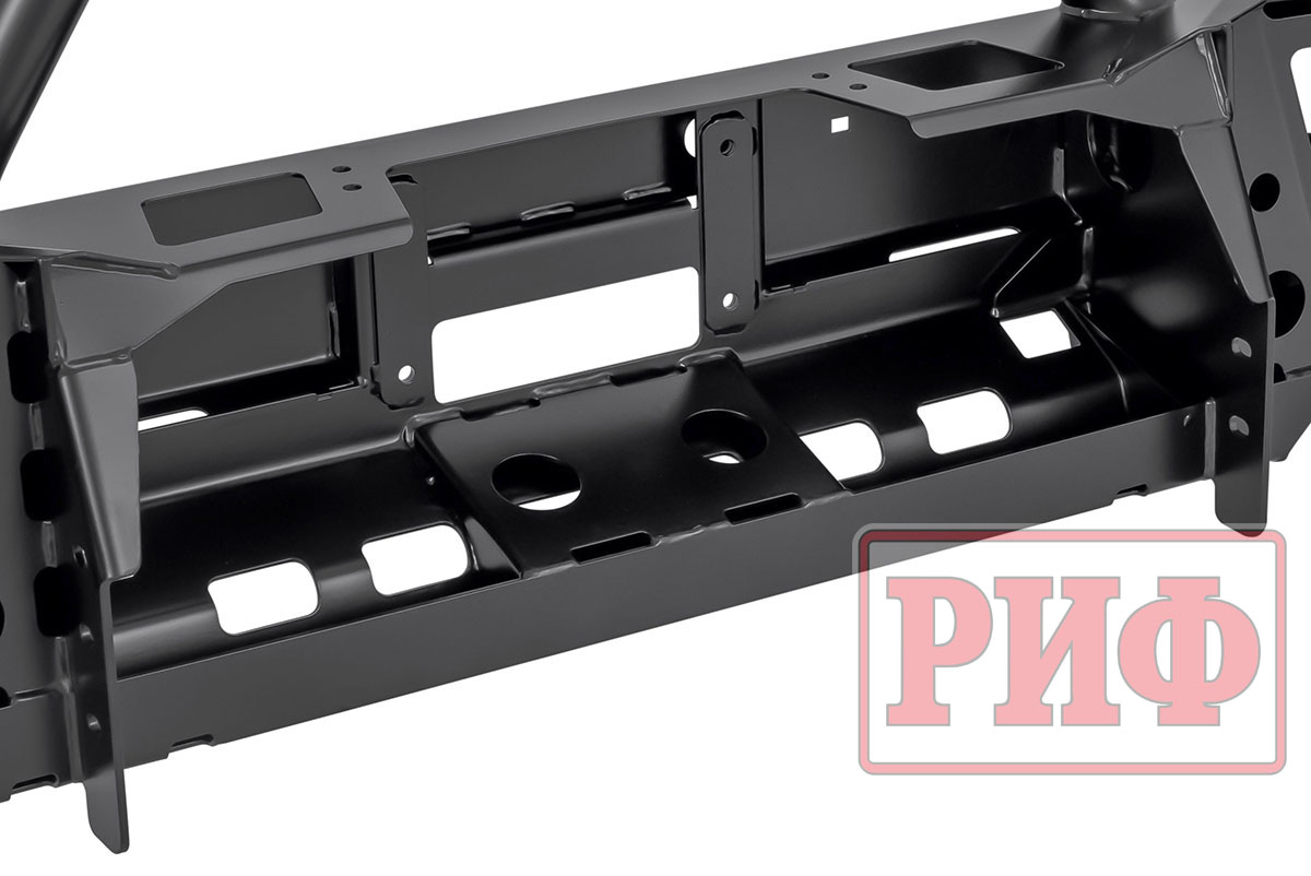 Бампер РИФ силовой передний Toyota Land Cruiser Prado 120 c доп. фарами, центральной дугой, защитой бачка омывателя