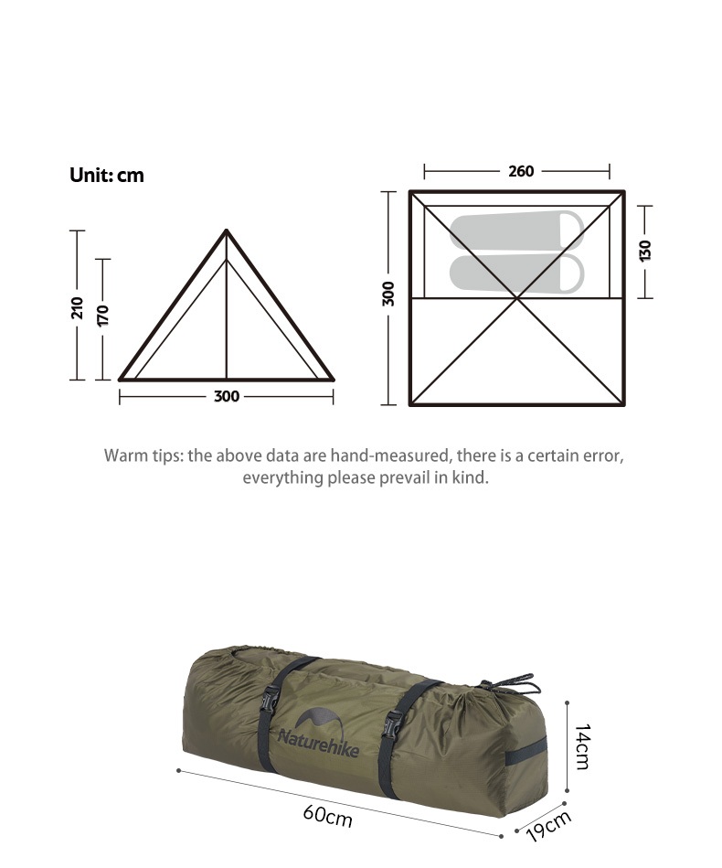Палатка Naturehike Pyramid, 2-местная, зеленая