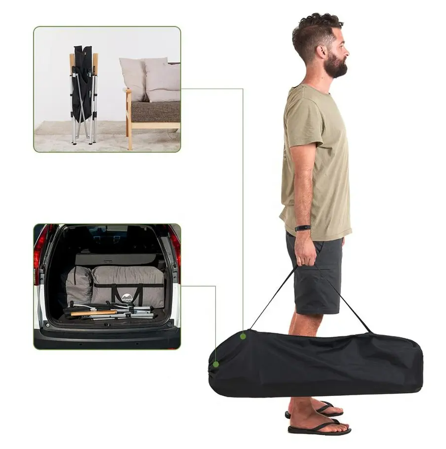 Кресло туристическое Naturehike складное, регулируемое, черное, до 140 кг