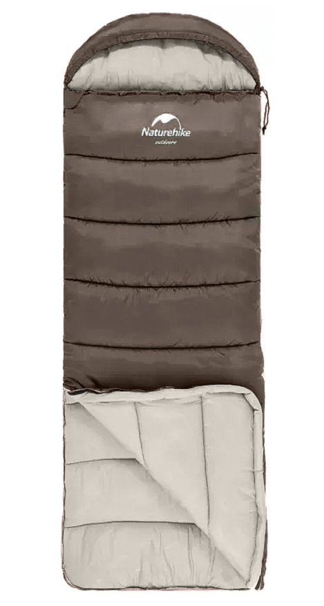 Мешок спальный Naturehike U250S, (190х30)х75 см, (правый) (ТК: 0C), коричневый