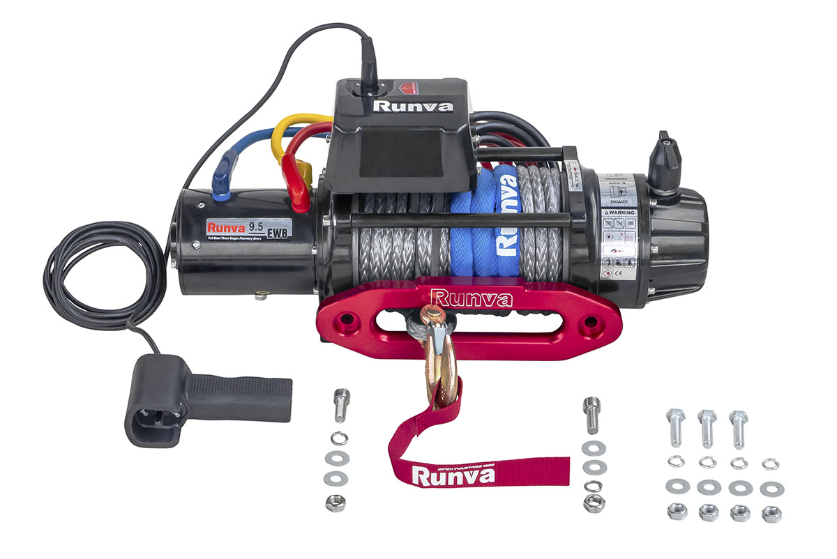 Лебёдка электрическая 24V Runva EWB9500SSR24V 4350 кг влагозащищенная, синтетический трос