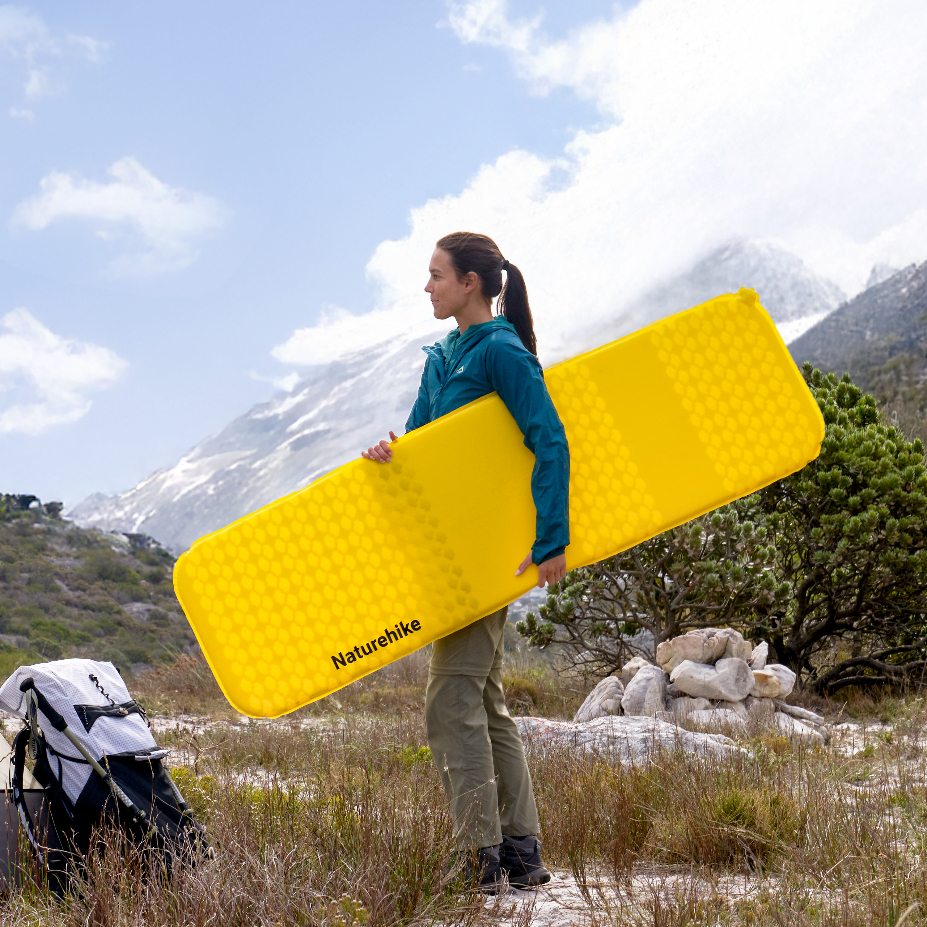 Коврик надувной Naturehike 196х65х3,5 см, желтый