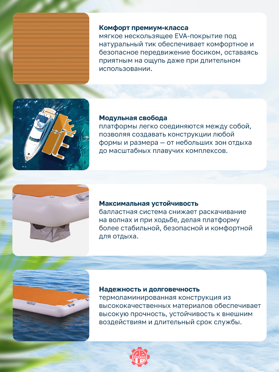 Платформа надувная модульная (понтон) 250х150х20 см
