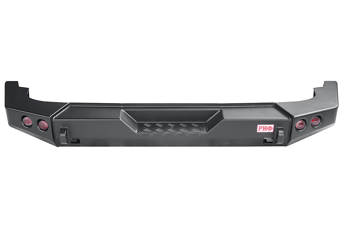 Бампер РИФ задний Jeep Wrangler JK 2006+ с квадратом под фаркоп и фонарями, стандарт