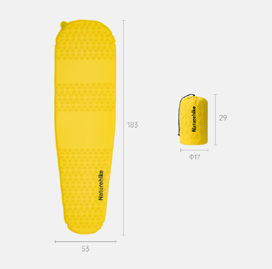 Коврик надувной Naturehike 183х53х3,5 см, овальный, желтый