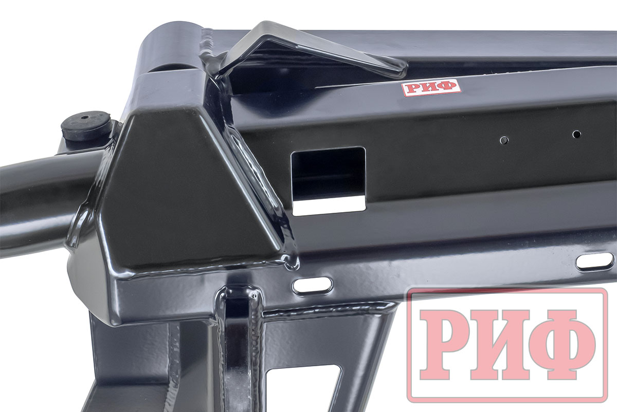 Бампер задний силовой/защита штатного бампера РИФ для Toyota Land Cruiser Prado 150 c квадратом под фаркоп, калиткой, подсветкой номера
