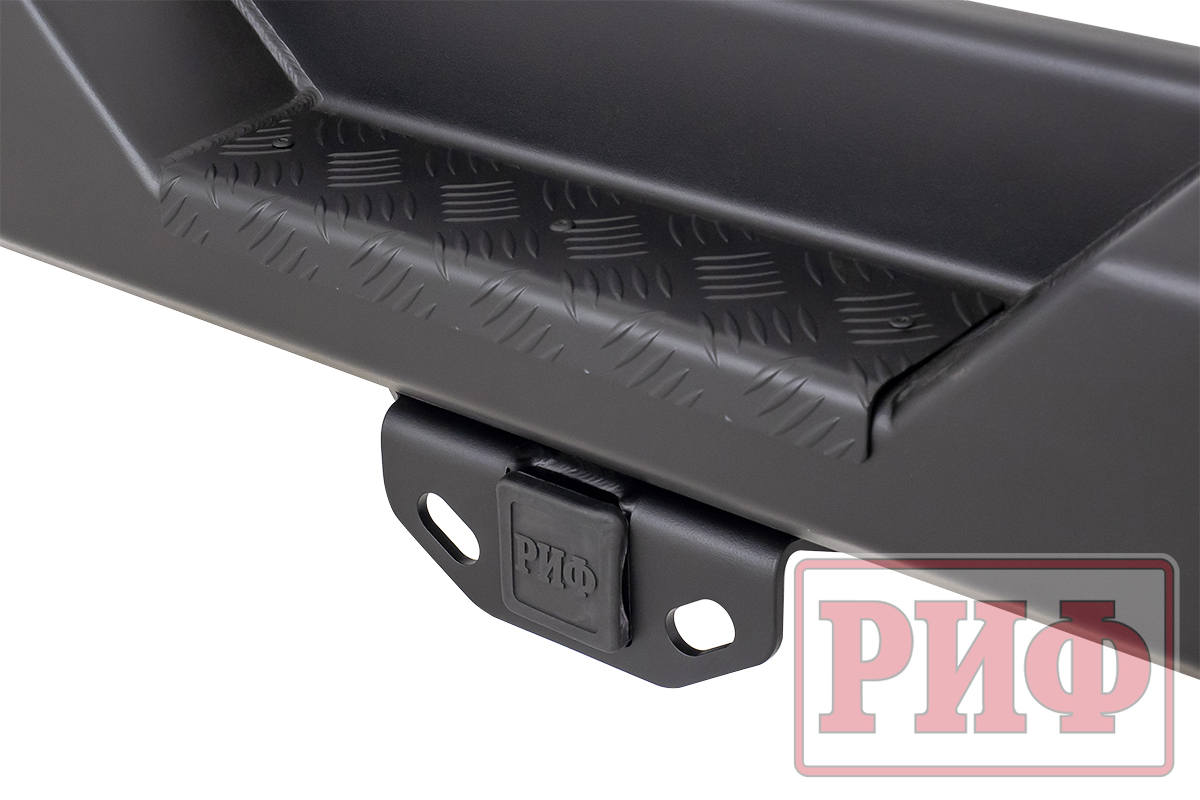 Бампер РИФ силовой задний Jeep Wrangler JL 2018+ с квадратом под фаркоп под штатные фонари, стандарт (для а/м с низкими перед. крыльями)