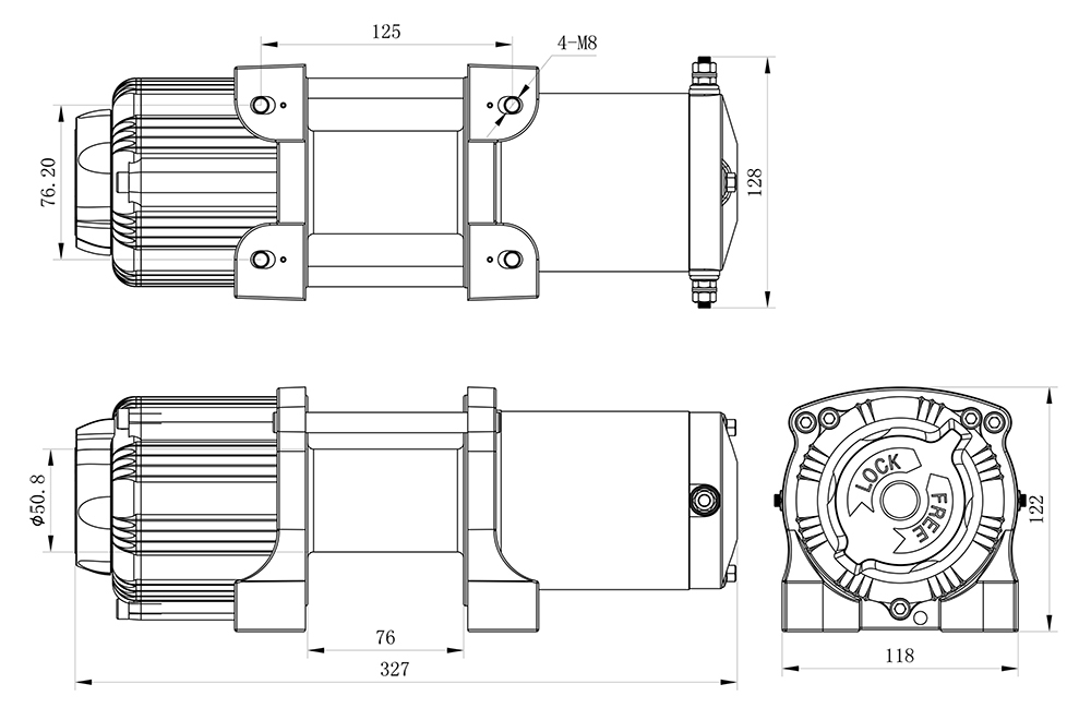 Лебедка для квадроцикла 12В 3500 lbs (1587 кг) TROPHY (трос синтетика)