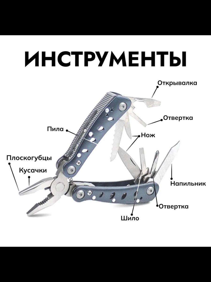 Мультитул Ganzo G2019S, 11 предметов, цв.синий