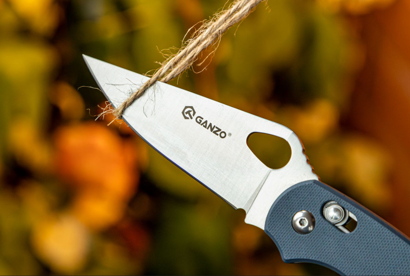 Нож складной GANZO с клипсой, длина клинка 87 мм, сталь 440С, серый