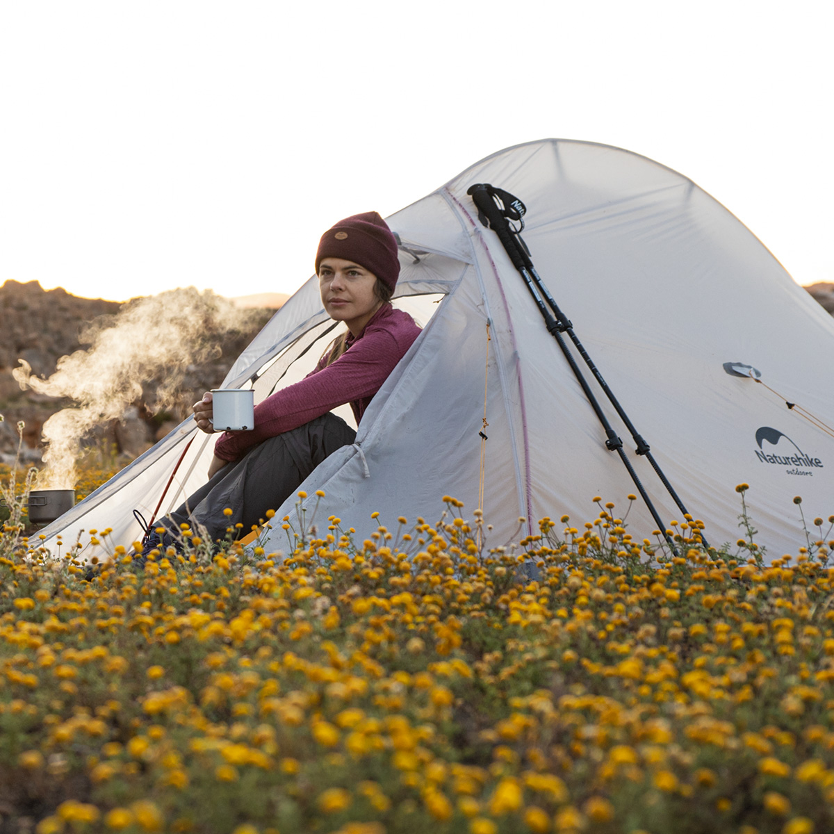 Палатка Naturehike Cloud Up EXT Si 2-местная, алюминиевый каркас, сверхлегкая, серо-желтая