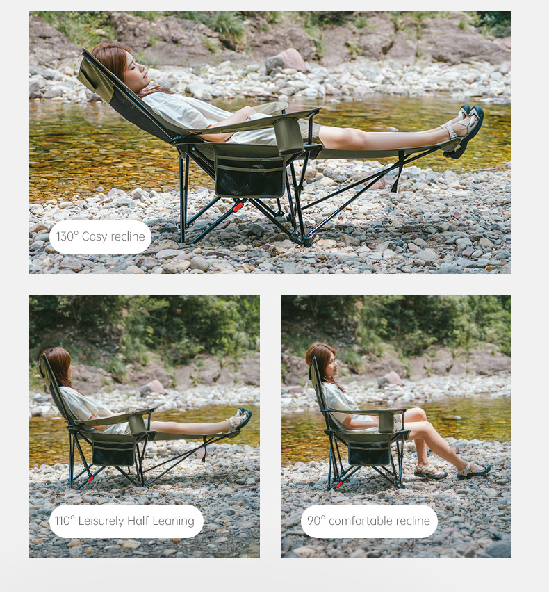 Кресло туристическое Naturehike Nightfall T05, 147х78,5х82 / 89 см, складное, до 150 кг. бежевое