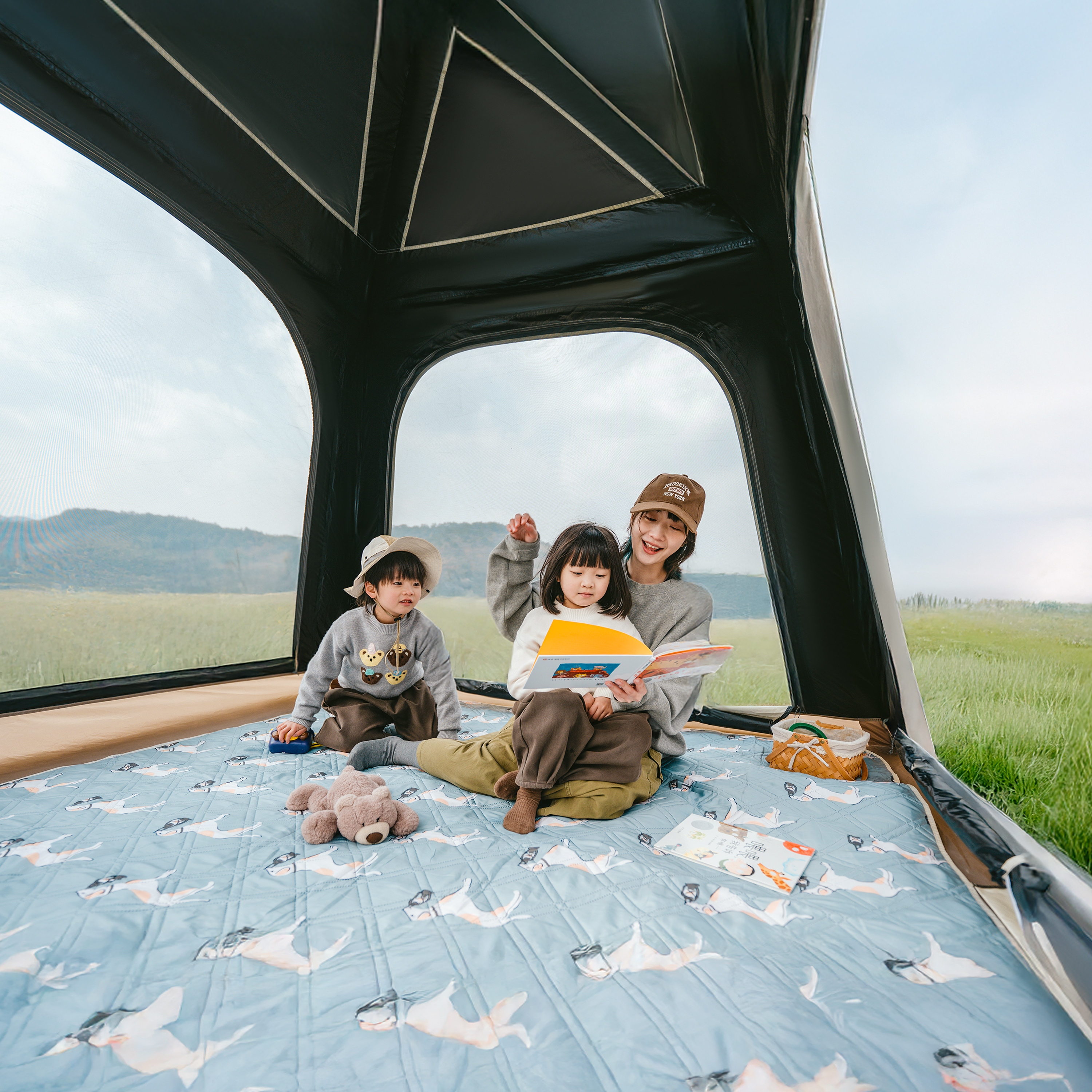 Палатка Naturehike Ango Air Pro, 4-местная, быстросборная, надувной каркас, коричневая