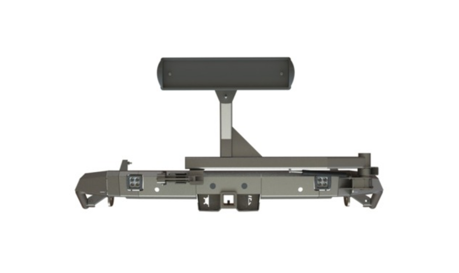 Бампер силовой задний STC Toyota Land Cruiser 300 ОБЛЕГЧЕННЫЙ с квадратом под фаркоп, кронштейном крепления запасного колеса