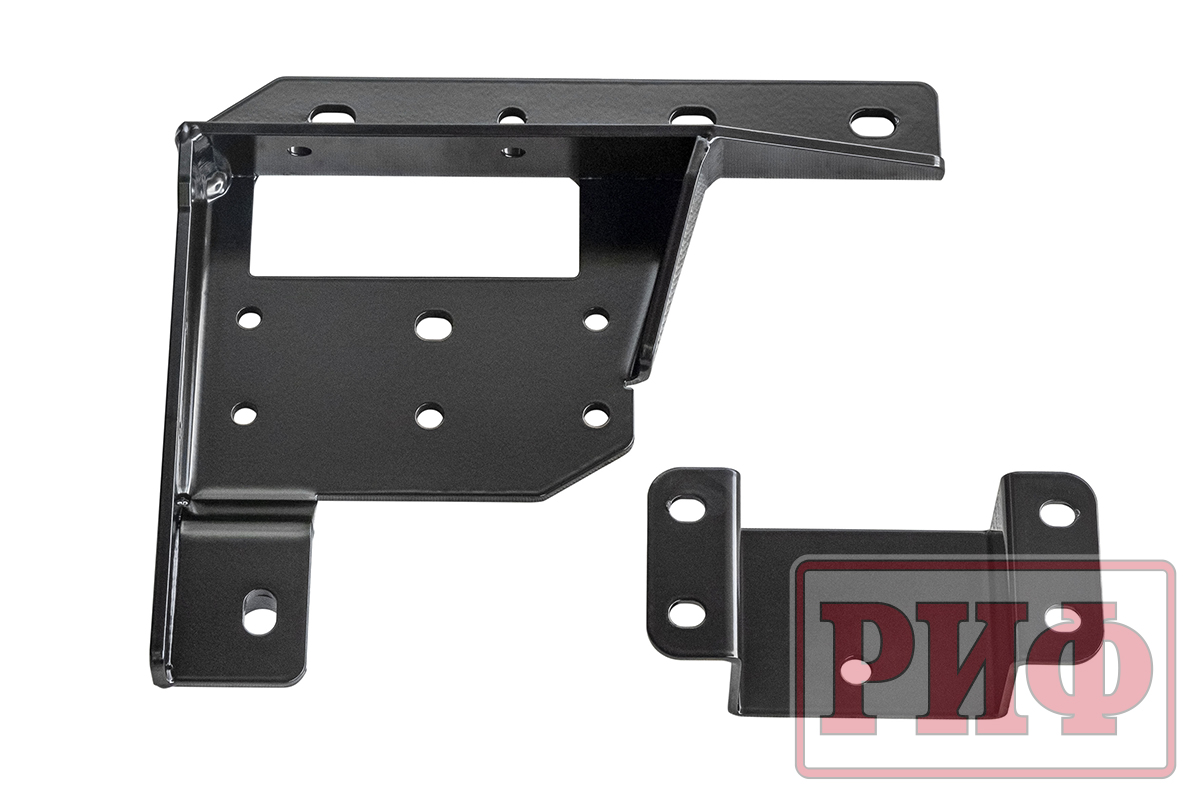 Бампер РИФ силовой передний Mitsubishi Pajero Sport 2015+  L200 2015- с доп. фарами (арт. B0205), защитной дугой, защитой бачка омывателя, под парктроник