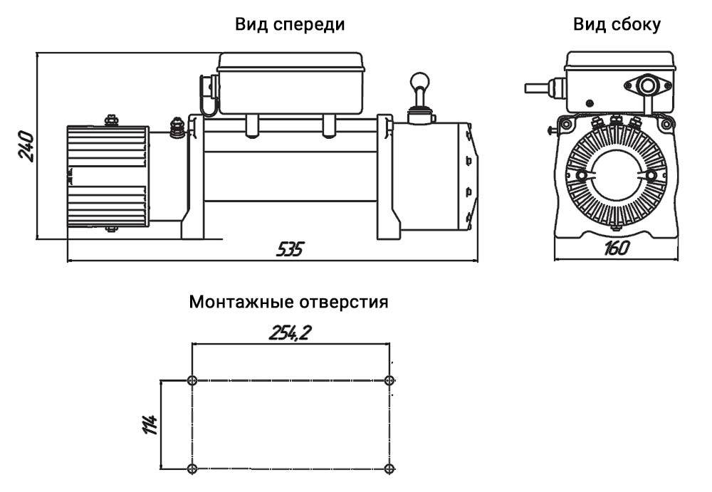Лебедка серия HUNTER 12, 12V, 5448 кг, со стальным тросом