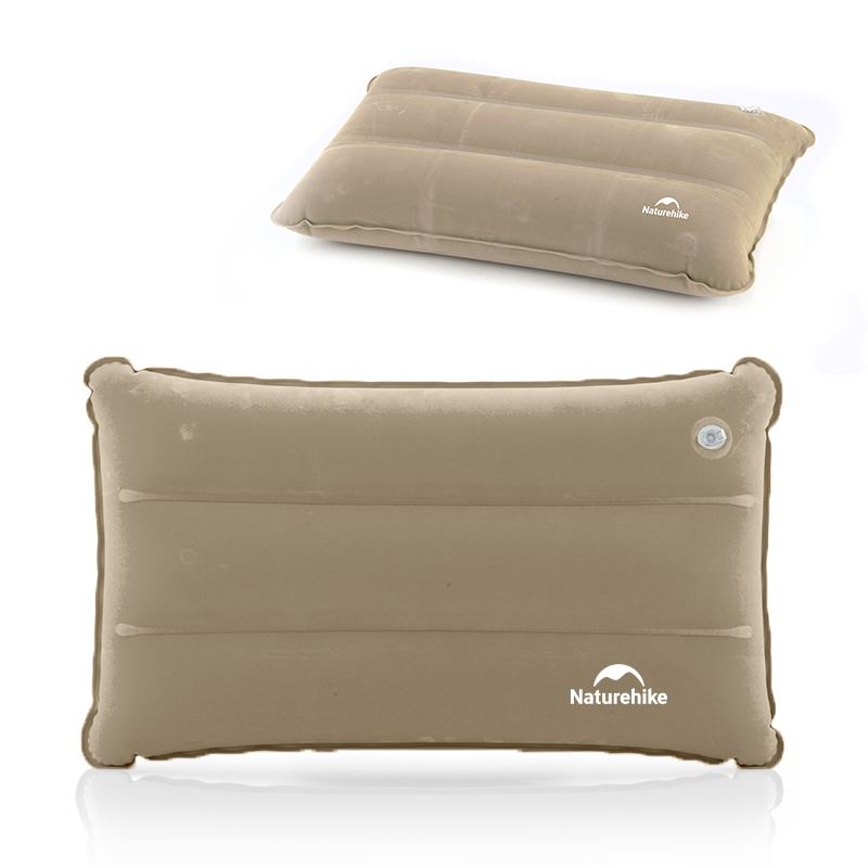 Подушка туристическая надувная Naturehike 44х27х8см, серо-коричневая