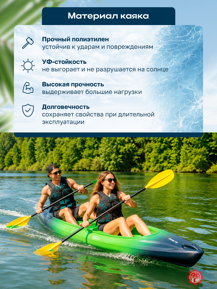 Каяк SEAFLO River Rover XL тандем 13 (400 см), тип Sit-In. синий.